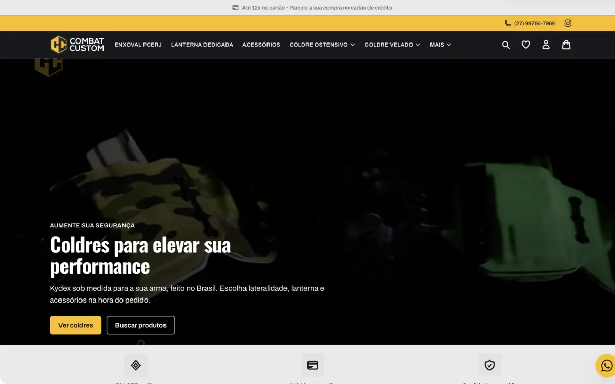 Vitrine da Combat Custom.